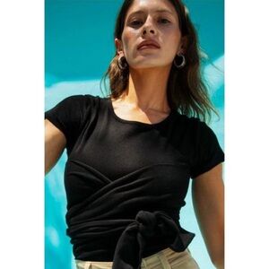 The Line by K Jeanne Tie Shirt Black Size Small